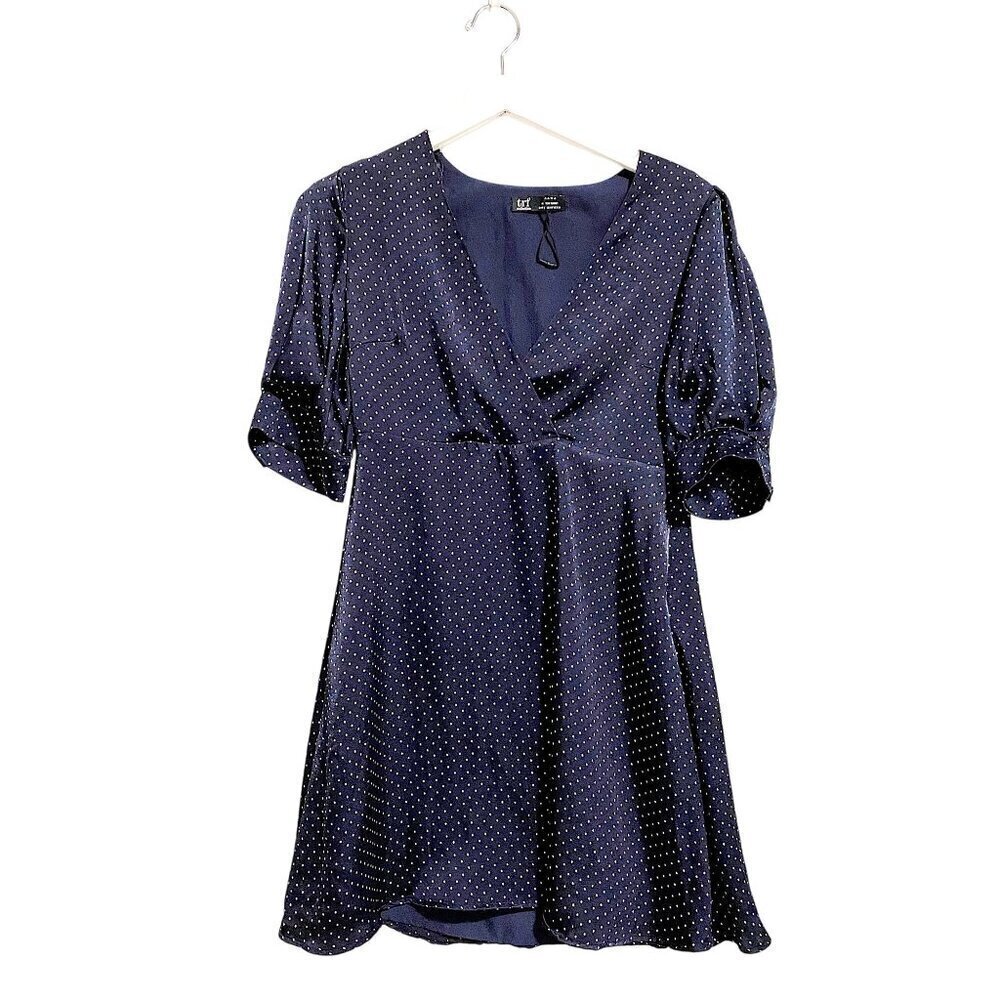 Zara blue polka dot puffed short sleeve dress size S